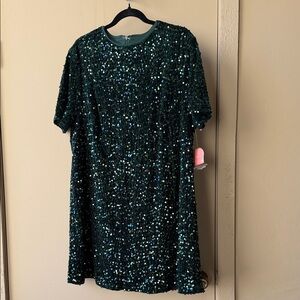 ARULA Glittering Green Sequin Mini Dress
